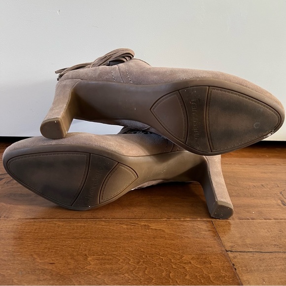 Franco Sarto Tan Heeled Booties w/ Fringe Detail - Size 10 - Picture 6 of 6